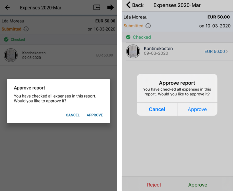 How do I approve via the app?