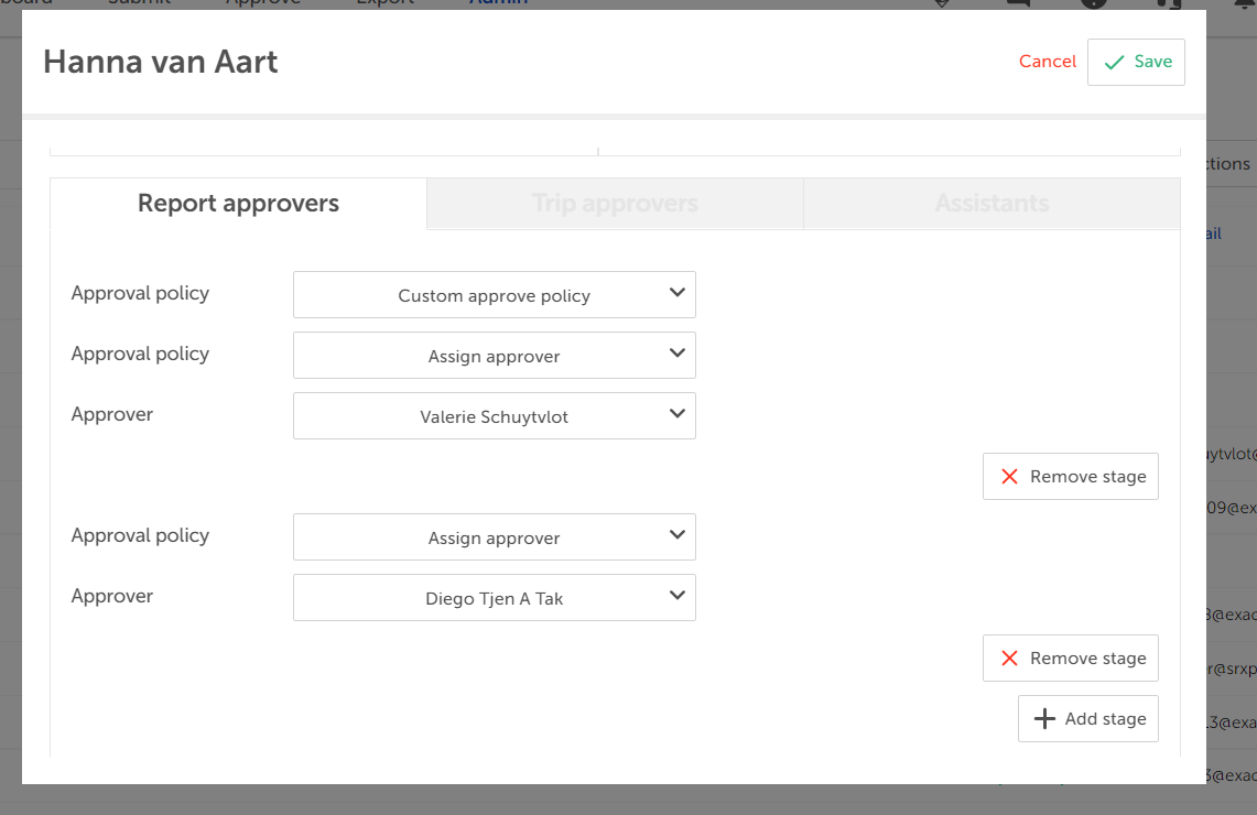 How can I set an (additional) Approver for a Submitter?